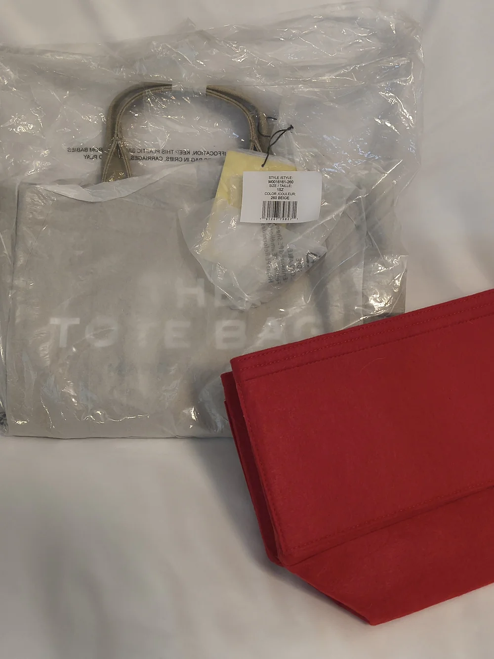 Marc Jacobs Beige Canvas Messenger Tote with Bold Logo Still In Plastic